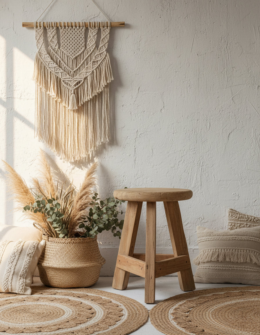 Indra | Rustic Teak Wood Stool